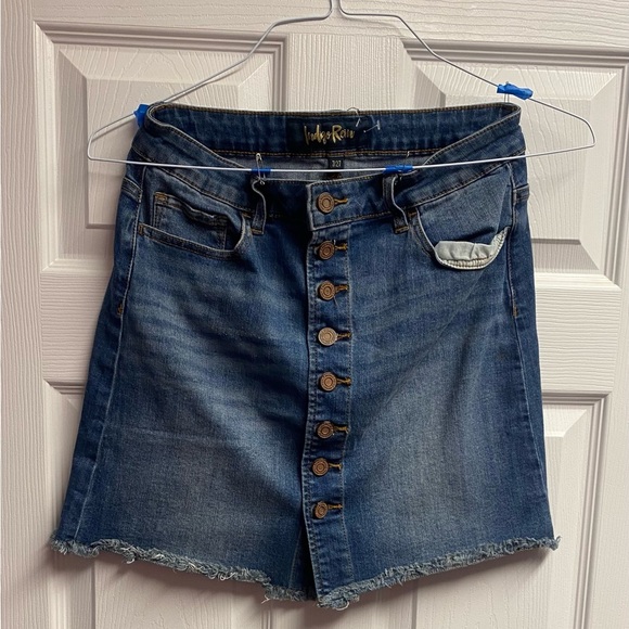 Indigo Rein Button Up Cotton Blend Denim Jean Mini Skirt Size 7/27 - Picture 3 of 5